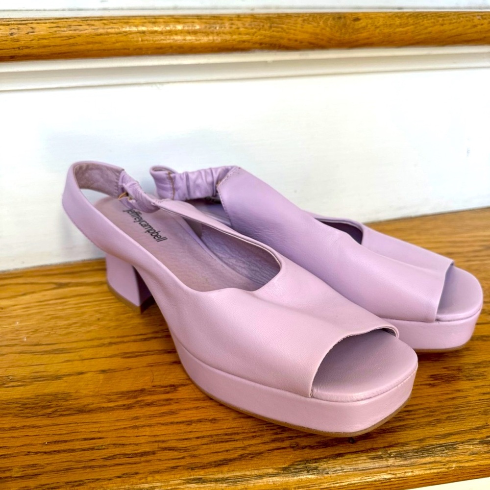 JEFFREY CAMPBELL 
Extendo Platform Slingback Sandal - purple Leather